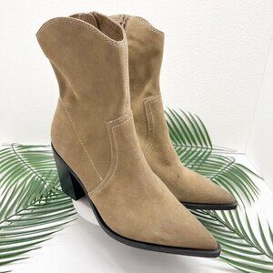 BP. Surina Women's Tan Leather  Pointed  Toe Block Heel Western Boots Size 8.5M